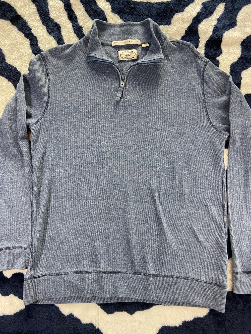 Vintage 1946 Washed Stoned Beaten Heather Blue Quarter-Zip Performance Jacket L